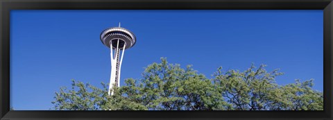 Framed Low angle view of a tower, Space Needle, Seattle Center, Seattle, King County, Washington State, USA Print