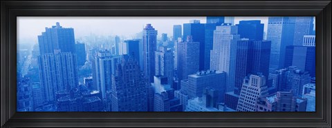 Framed New York Skyscrapers in Blue Print