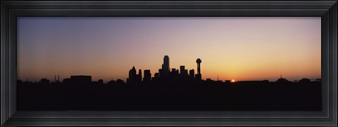 Framed Sunrise Skyline Dallas TX USA Print