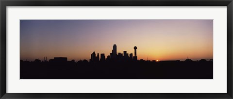 Framed Sunrise Skyline Dallas TX USA Print