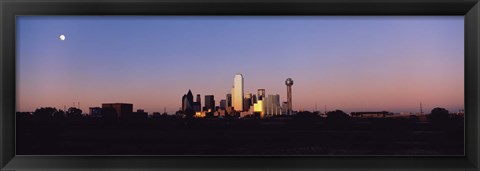 Framed Sunset Skyline Dallas TX USA Print