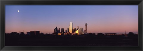 Framed Sunset Skyline Dallas TX USA Print