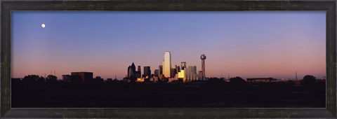 Framed Sunset Skyline Dallas TX USA Print
