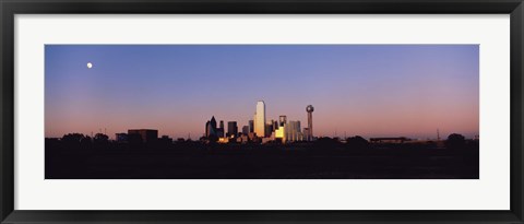 Framed Sunset Skyline Dallas TX USA Print