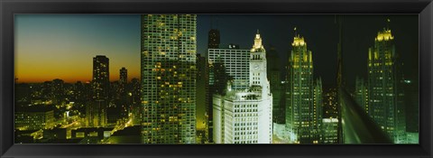 Framed Close-Up of Chicago at Night Print