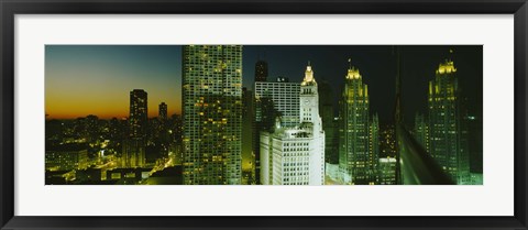 Framed Close-Up of Chicago at Night Print