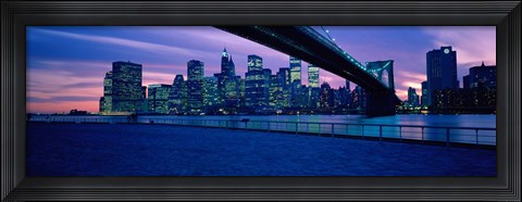 Framed Panoramic View of New York City with Purple Sky Print