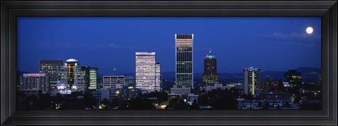 Framed USA, Oregon, Portland, moon, night Print