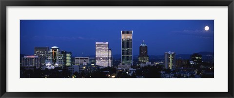 Framed USA, Oregon, Portland, moon, night Print