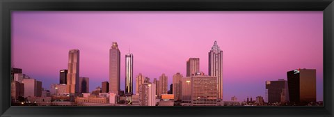 Framed USA, Georgia, Atlanta, Panoramic view of the city at dawn Print