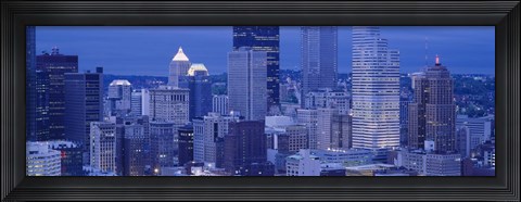 Framed Buildings in a city lit up at dusk, Pittsburgh, Pennsylvania, USA Print