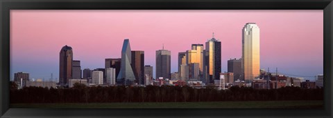 Framed Twilight, Dallas, Texas, USA Print