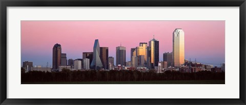 Framed Twilight, Dallas, Texas, USA Print