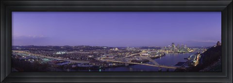 Framed Aerial view of a city, Pittsburgh, Allegheny County, Pennsylvania, USA Print