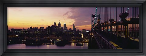 Framed Bridge over a river, Benjamin Franklin Bridge, Philadelphia, Pennsylvania, USA Print