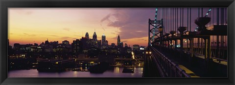 Framed Bridge over a river, Benjamin Franklin Bridge, Philadelphia, Pennsylvania, USA Print