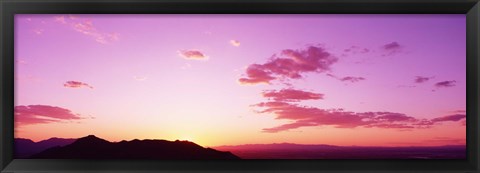 Framed Silhouette of mountains at sunset, South Mountain Park, Phoenix, Arizona, USA Print