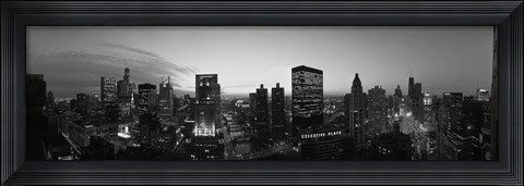 Framed Black and White View of Chicago Skyline Print