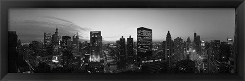 Framed Black and White View of Chicago Skyline Print