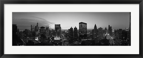 Framed Black and White View of Chicago Skyline Print