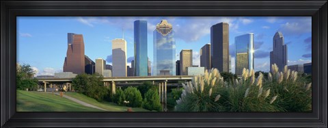 Framed Aerial View of Houston Skyscrapers, Texas Print