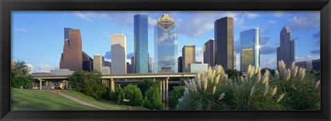 Framed Aerial View of Houston Skyscrapers, Texas Print