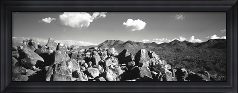 Framed Boulders on a landscape, Saguaro National Park, Tucson, Pima County, Arizona, USA Print