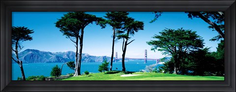 Framed Golf Course w\ Golden Gate Bridge San Francisco CA USA Print