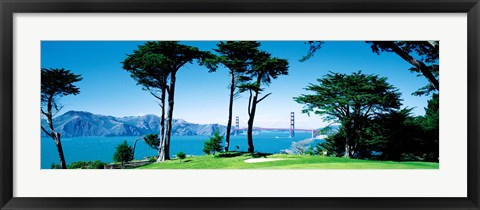 Framed Golf Course w\ Golden Gate Bridge San Francisco CA USA Print