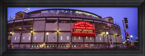 Framed Wrigley Field at night, USA, Illinois, Chicago Print