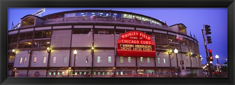 Framed Wrigley Field at night, USA, Illinois, Chicago Print