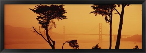 Framed Golden Gate Bridge Through the Fog Print