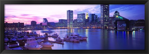 Framed Sunset, Inner Harbor, Baltimore, Maryland, USA Print