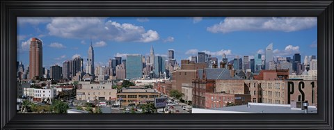 Framed Aerial View Of An Urban City, Queens, NYC, New York City, New York State, USA Print
