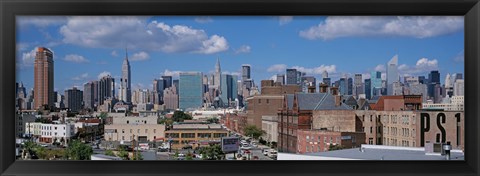 Framed Aerial View Of An Urban City, Queens, NYC, New York City, New York State, USA Print