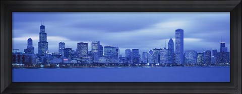 Framed Chicago Skline at Dusk (blue) Print