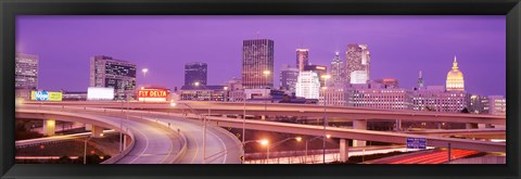 Framed USA, Georgia, Atlanta, Skyline at dusk Print