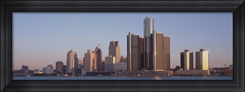 Framed Detroit, Michigan Daytime Skyline Print