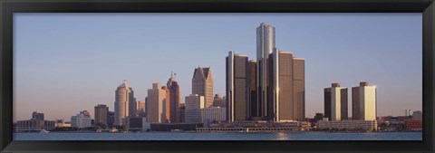 Framed Detroit, Michigan Daytime Skyline Print