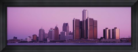 Framed Detriot, Michigan with Purple Sky Print