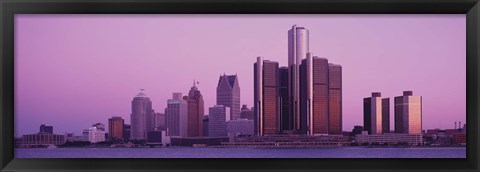 Framed Detriot, Michigan with Purple Sky Print