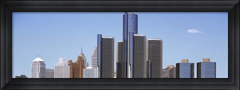 Framed Skyscrapers in a city, Detroit, Wayne County, Michigan, USA Print