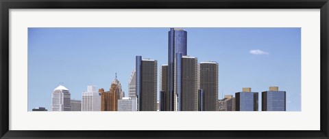 Framed Skyscrapers in a city, Detroit, Wayne County, Michigan, USA Print