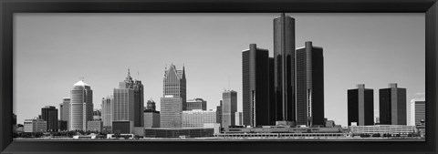 Framed Skyscrapers In The City, Detroit, Michigan, USA Print