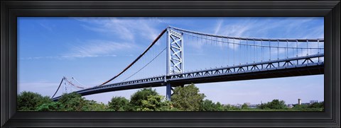 Framed USA, Philadelphia, Pennsylvania, Benjamin Franklin Bridge over the Delaware River Print