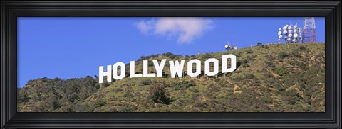 Framed Low angle view of a Hollywood sign on a hill, City Of Los Angeles, California, USA Print