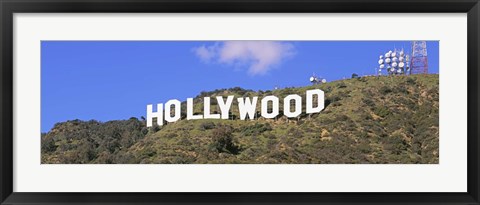 Framed Low angle view of a Hollywood sign on a hill, City Of Los Angeles, California, USA Print