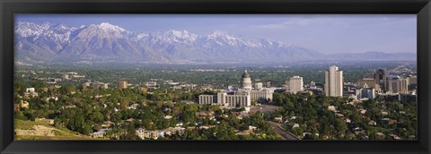 Framed High angle view of a city, Salt Lake City, Utah, USA Print