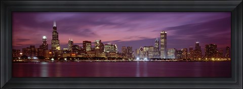 Framed Chicago with Purple Night Sky Print