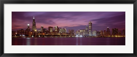 Framed Chicago with Purple Night Sky Print